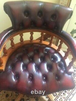 Captains Chesterfield Chair Oxblood Leather