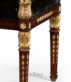 Carved Gilded French Empire Leather Lounge Office Desk Chair 1 of 2 MINT