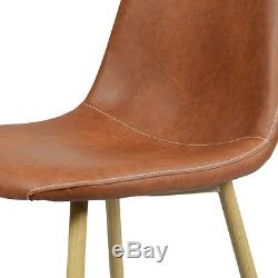 Chairs of 4 PCS LivingRoom Kitchen Dining Chairs PU Leather Retro Style in Brown