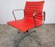 Charles Eames Ea108 Inspired Red Leather Swivel Office Chair With Arms