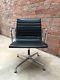 Charles Eames Genuine Ea108 Swivel Nero Leather Chair With Armrests, Chrome Base