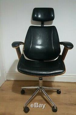 Charles Eames Style Plywood Black Leather Adjustable Hamilton Desk Chair