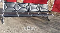 Charles Eames Vitra Leather and Chrome Die-Cast Aluminium Tandem Seating
