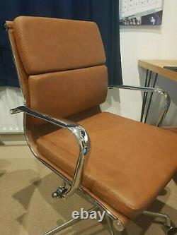 Charles Eames style, brown leather office chair