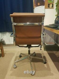 Charles Eames style, brown leather office chair