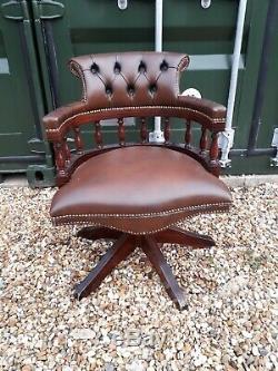 Chesterfield Captain Leather Antique Style Swivel Tilt Office Chair