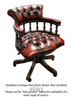 Chesterfield Captains Desk Office Chair Antique Brown