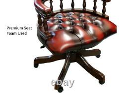 Chesterfield Captains Desk Office Chair Antique Brown