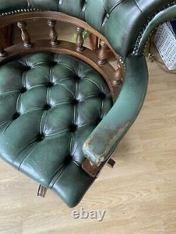 Chesterfield Captains Office Chair Antique Green Leather