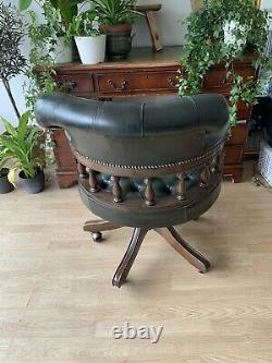 Chesterfield Captains Office Chair Antique Green Leather