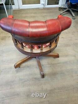 Chesterfield Captains Office Chair Antique Oxblood Leather Used