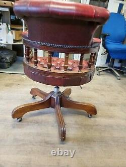 Chesterfield Captains Office Chair Antique Oxblood Leather Used