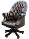 Chesterfield Directors Swivel Office Chair Antique Gold Leather