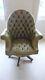 Chesterfield Directors Swivel Office Chair. Antique Brown/green Leather