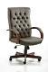 Chesterfield Executive Chair Brown/burgundy/cream/green Leather With Arms