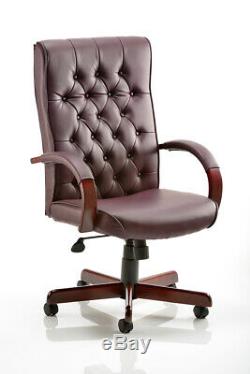 Chesterfield Executive Chair Brown/Burgundy/Cream/Green Leather With Arms