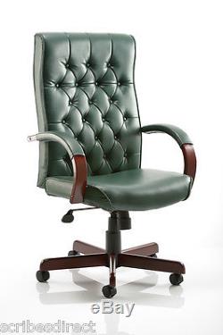 Chesterfield Executive Leather Chair With Arms Burgundy, Cream, Green or Brown