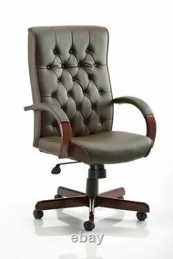 Chesterfield Executive Office Chair Brown Leather