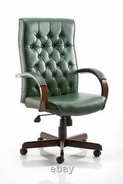 Chesterfield Executive Office Chair Green Leather