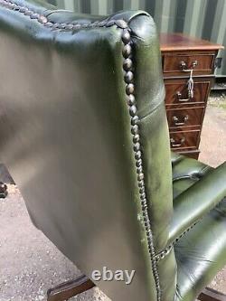 Chesterfield Gainsborough Swivel Office Chair In Green Real Leather