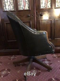 Chesterfield Green Leather Directors Office Desk Chair