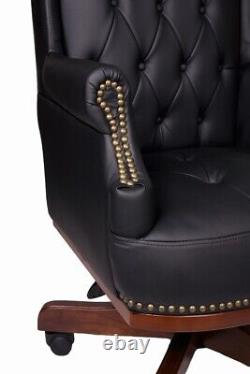 Chesterfield High Back Managers Leather Swivel Office Desk Chair Captains