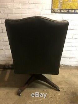 Chesterfield Leather Gainsborough Antique Green Swivel Office Captains Chair