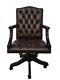Chesterfield Leather Gainsborough Antique Oxblood Red Swivel Office Chair