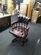 Chesterfield Maroon Leather Swivel Office Chair Captains Admiral Red Needs Tlc