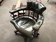 Chesterfield Style Captains Swivel Chair Green Leather Office Study