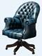 Chesterfield Vintage Directors Swivel Office Chair Antique Autumn Blue Leather