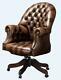 Chesterfield Vintage Directors Swivel Office Chair Antique Autumn Tan Leather