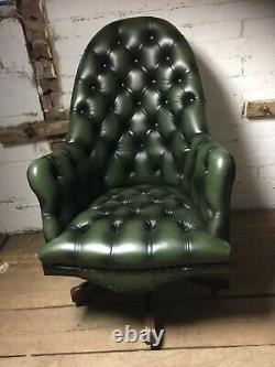 Chesterfield Vintage Directors Swivel Office Chair Antique Green Leather