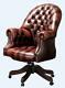 Chesterfield Vintage Directors Swivel Office Chair Antique Light Rust Leather