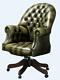 Chesterfield Vintage Directors Swivel Office Chair Antique Olive Green Leather