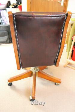 Chesterfield captain / office chair oxblood red leather