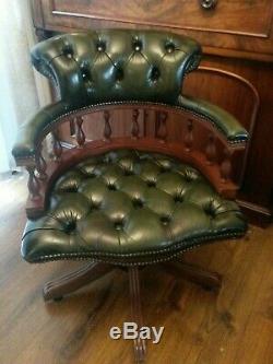 Chesterfield green leather captains office chair uk delivery available