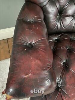 Chesterfield office chair, Ox blood red, reclining