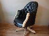Chesterfield Office Swivel Chair. Black Leather. Top Quality! Brand New