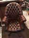Chesterfield Style Leather Swivel Directors Chair Excellent Condition