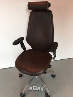 Chocolate Brown Leather 2016 Rh Logic 400 Ergonomic Office Chair & Headrest