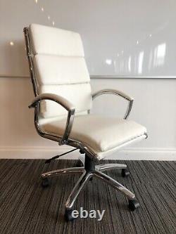 Classic White Leather Executive Office Chair