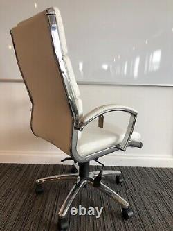 Classic White Leather Executive Office Chair