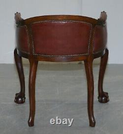 Claw & Ball Cabriolet Leg Oxblood Leather Small Chair Or Stool Office Or Desk