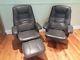 Comfy Reclining Swivel Chair X2 Blue/grey Armchairs Leather For Lounge Or Office