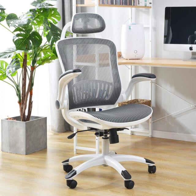 Computer Desk Chair Leather Office Chair Mesh Back With Wheel And Arms For Study