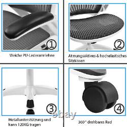 Computer Desk Chair Leather Office Chair Mesh Back with Wheel and Arms for Study
