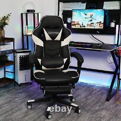 Computer Gaming Chair Ergonomic Executive Office Recliner Footrest Massage White