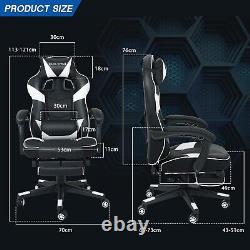 Computer Gaming Chair Ergonomic Executive Office Recliner Footrest Massage White