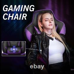 Computer Gaming Chair Ergonomic Office Massage Chair Footrest Recliner Purple